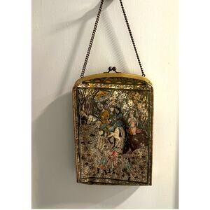 Vintage Perisian Vinyl Covered Art Purse Bag Chain Handle (50's?)